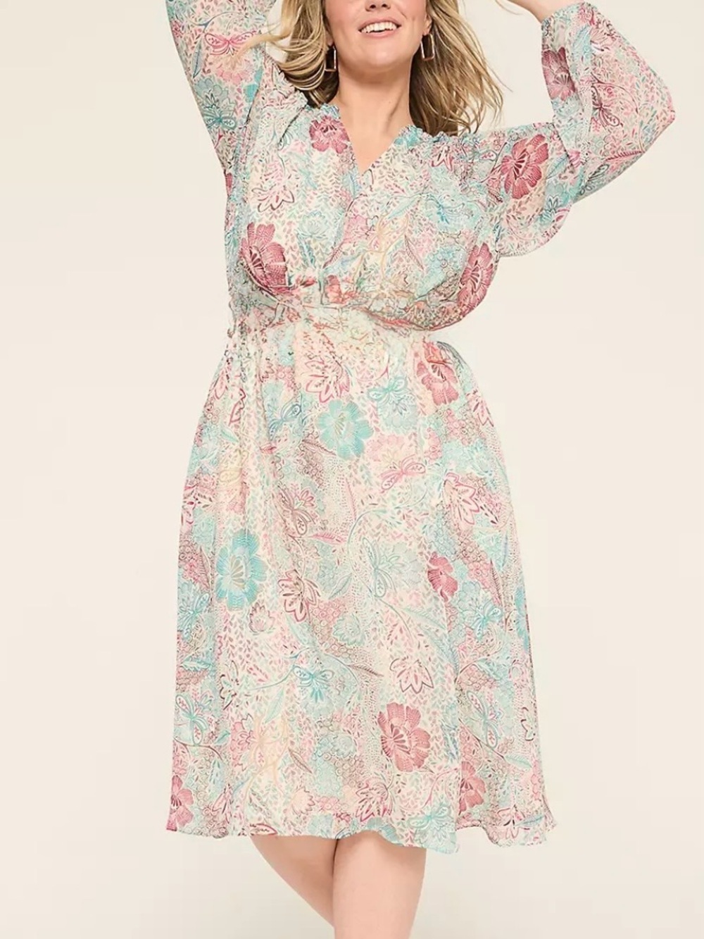 New Lane Bryant Ruffle Detail Fit & Flare Midi Dress